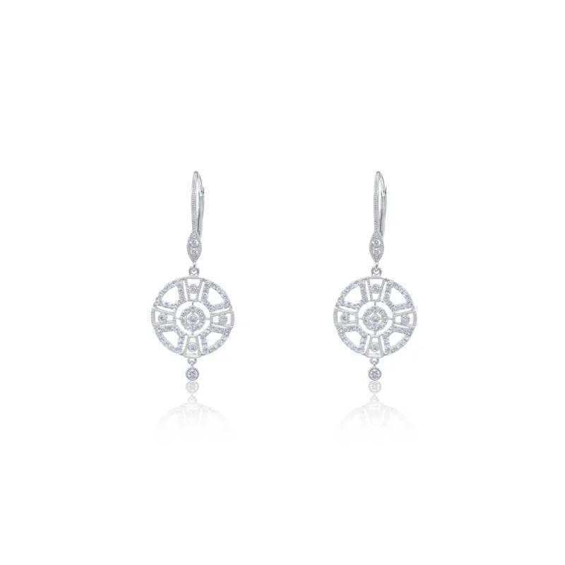 White Gold Diamond Antique Earrings sold by Meira T