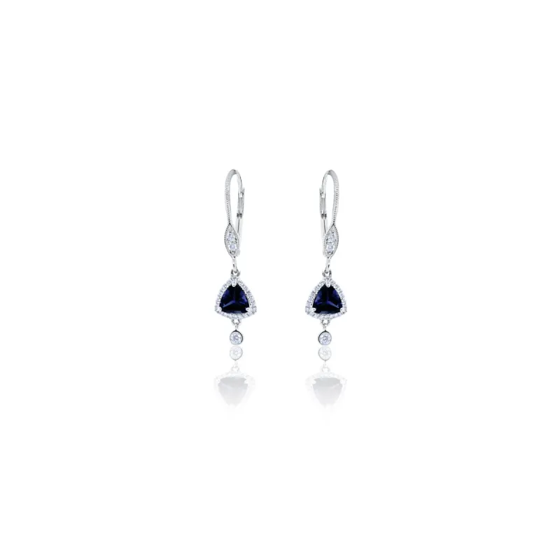 White Gold Iolite and Diamond Earrings sold by Meira T