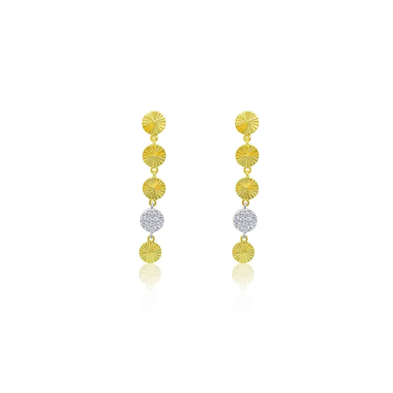 Brushed Gold Flower and Diamond Disk Earrings sold by Meira T