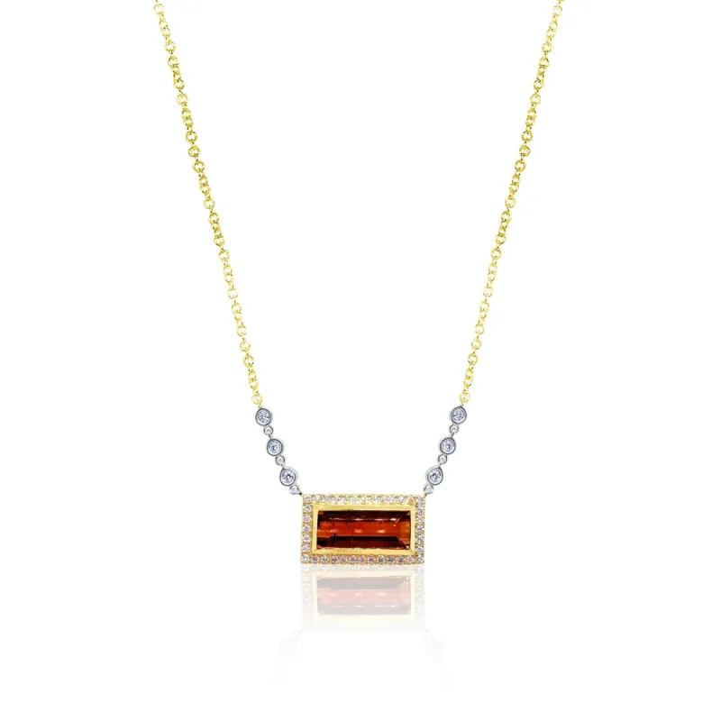 Yellow Gold Tourmaline and Bezel Necklace sold by Meira T