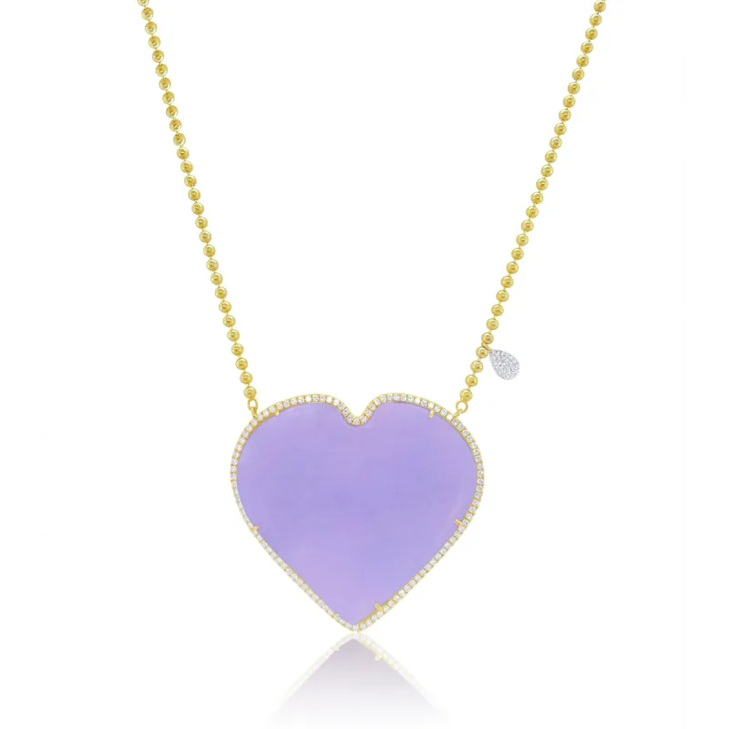 Statement Chalcedony Heart and Diamond Necklace sold by Meira T