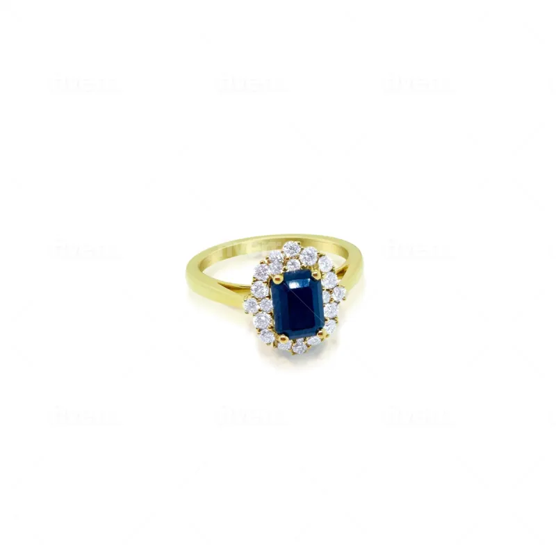 Sapphire and Diamond Cluster Ring sold by Meira T