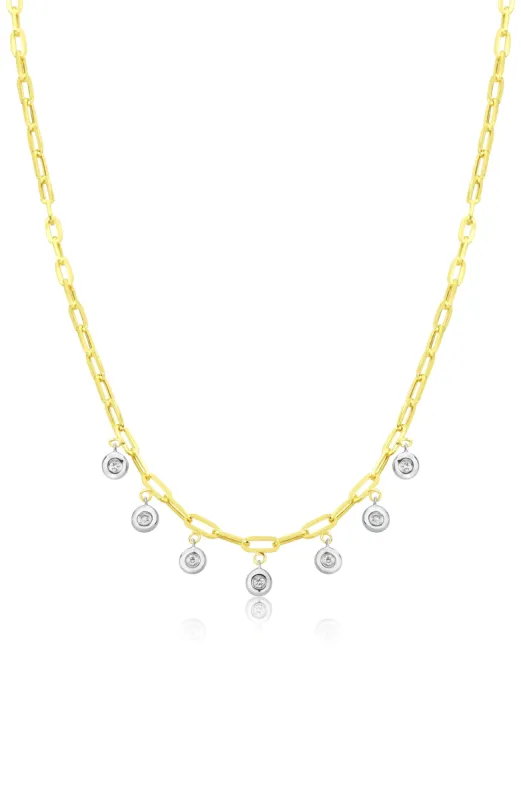 Two Tone Chunky Chain Diamond Bezel Necklace sold by Meira T