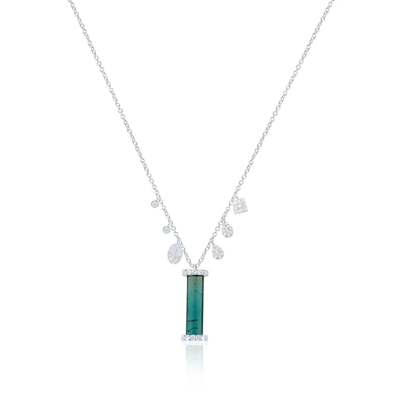 White Gold Tourmaline and Diamond Charms Necklace sold by Meira T