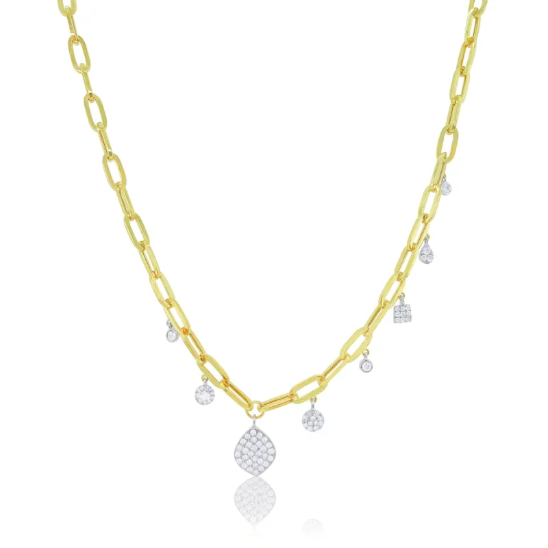 Two Tone Paperclip Diamond Charm Necklace sold by Meira T