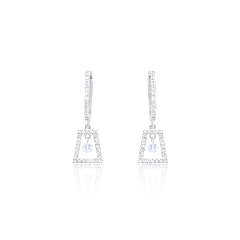 White Gold Open and Drilled Diamond Earrings sold by Meira T