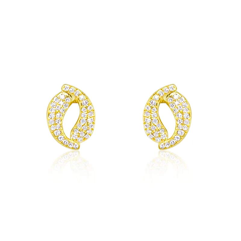 Yellow Gold Diamond Waves Studs sold by Meira T