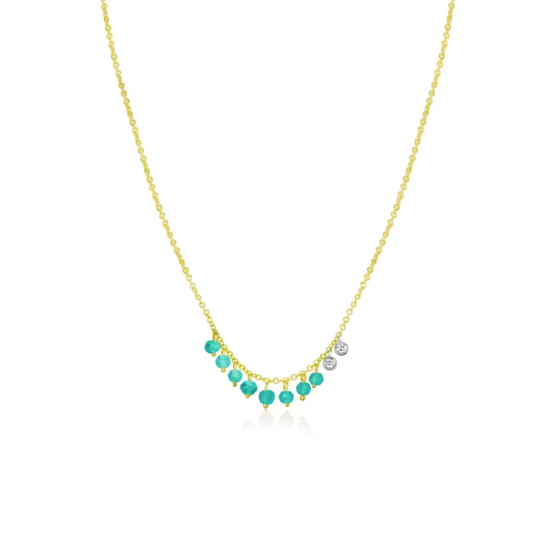 Yellow Gold Dainty Turquoise and Bezel Necklace sold by Meira T