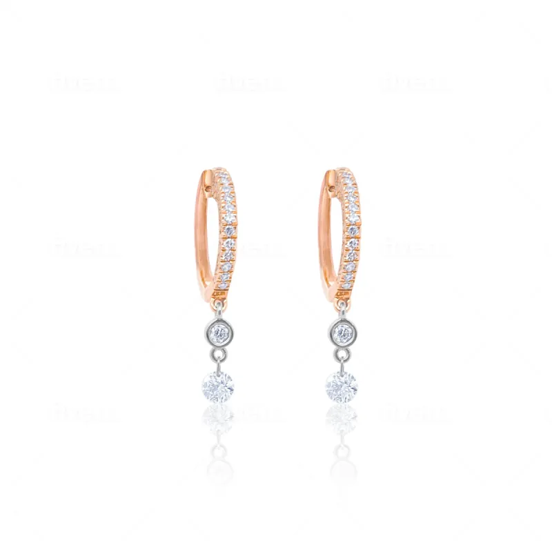 Rose Gold Dangling Diamond Huggies sold by Meira T