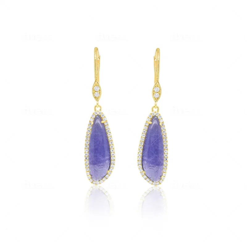 Yellow Gold Tanzanite and Diamond Earrings sold by Meira T