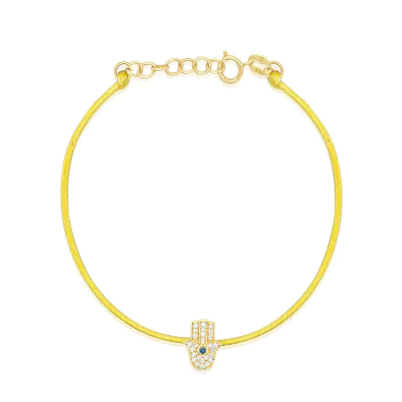 Yellow Cord Hamsa Bracelet sold by Meira T