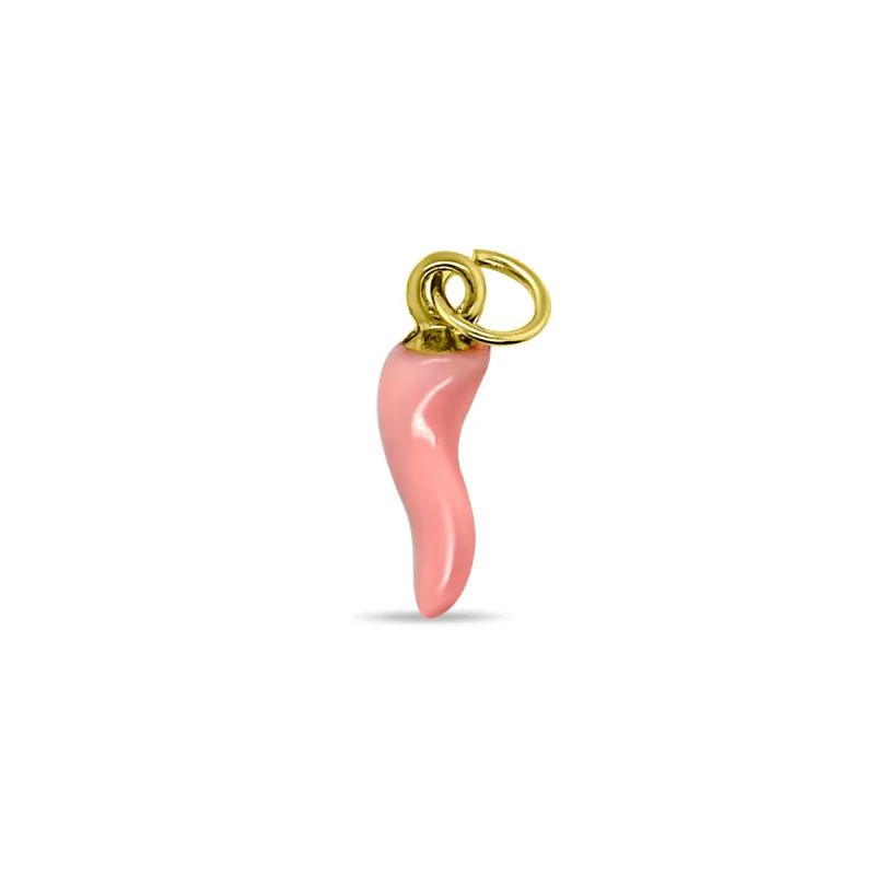 Gold Plated Pink Enamel Italian Horn Charm- Baby Girl sold by Meira T