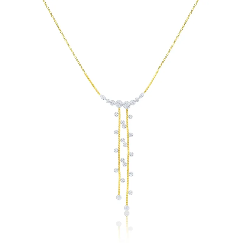 Yellow Gold Dainty Diamond Fringe Necklace sold by Meira T