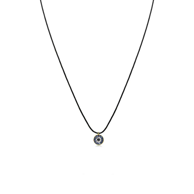 14k Yellow Gold Black String Evil Eye Necklace sold by Meira T