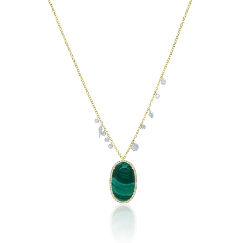 Two Tone Malachite and Diamond Charm Necklace sold by Meira T