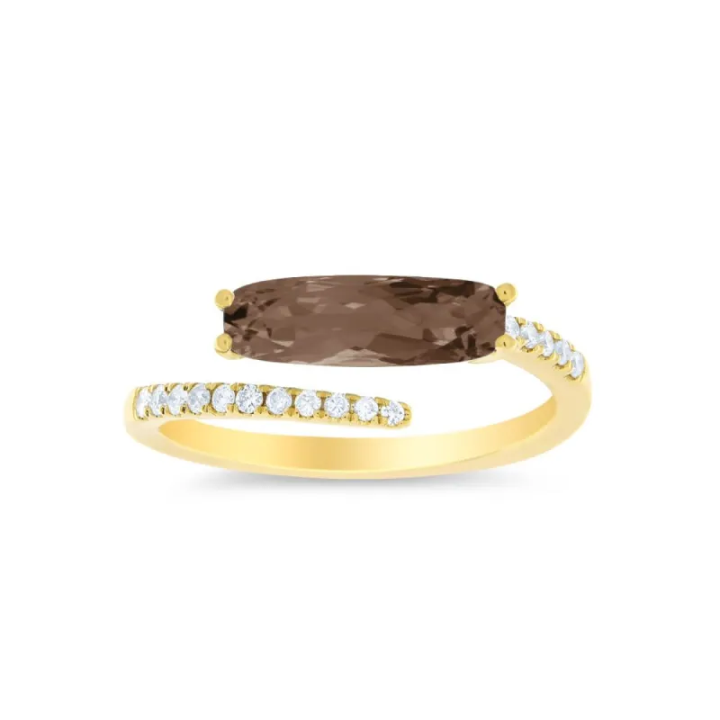 Spiral Yellow Gold and Smokey Quartz Ring sold by Meira T