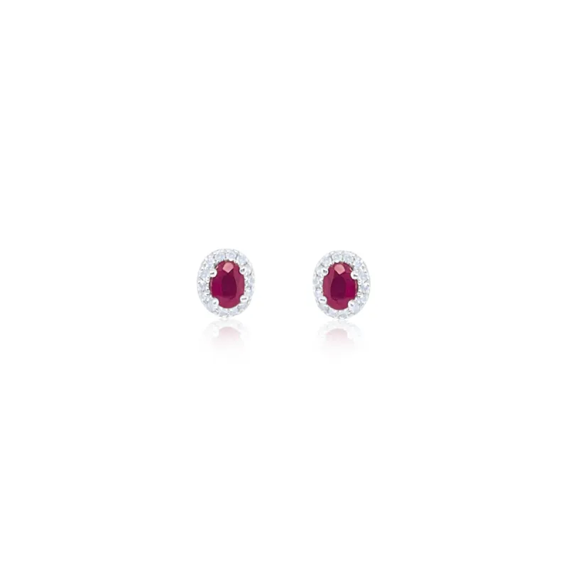 Ruby Studs with Diamond Halo sold by Meira T