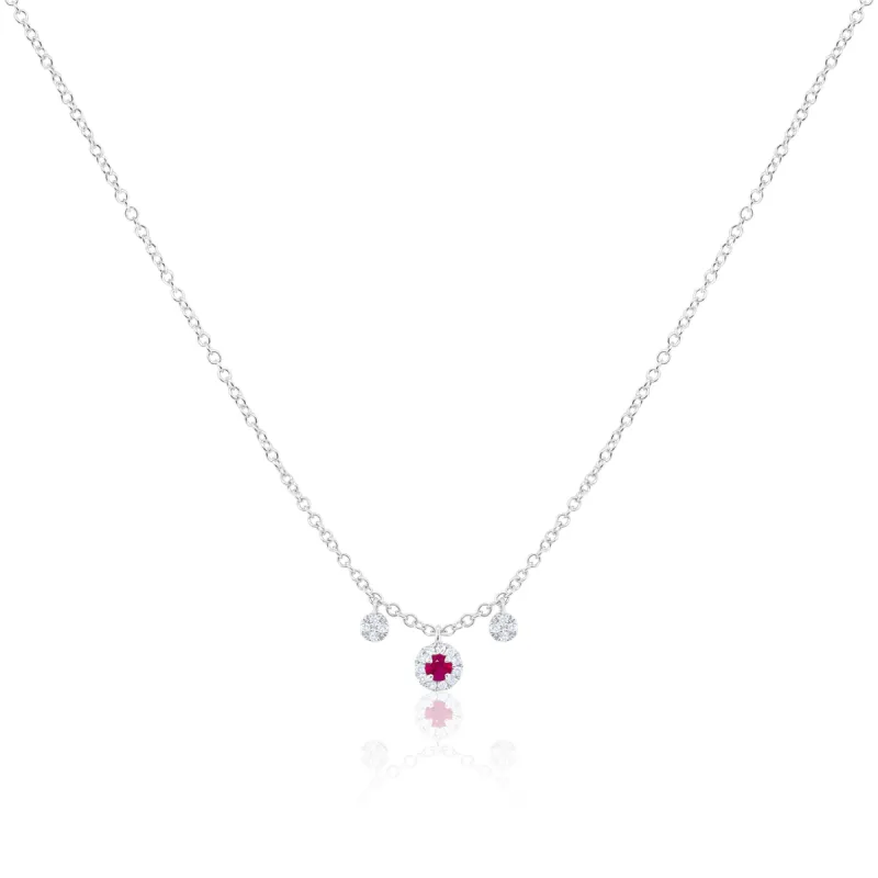 White Gold Mini Ruby Diamond Necklace sold by Meira T