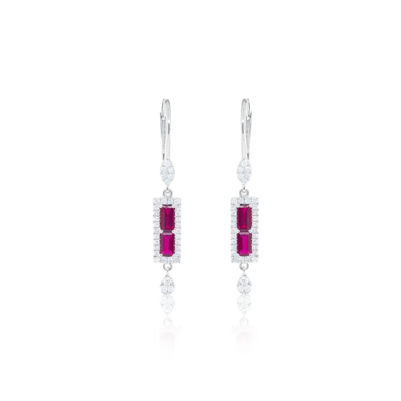 Ruby and Diamond White Gold Earrings sold by Meira T