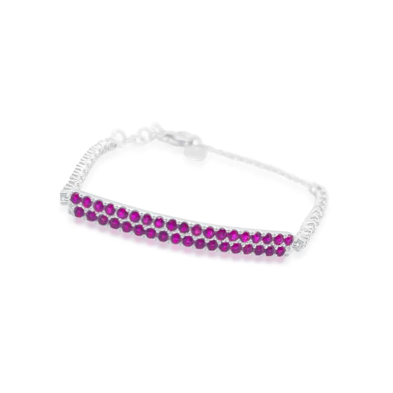 White Gold pave Ruby and Diamond Bracelet Last One sold by Meira T