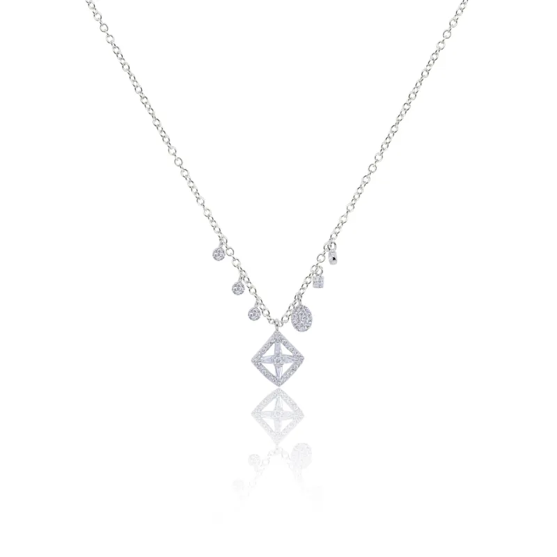 White Gold Delicate Baguette Diamond Necklace- ONLINE EXLUSIVE sold by Meira T