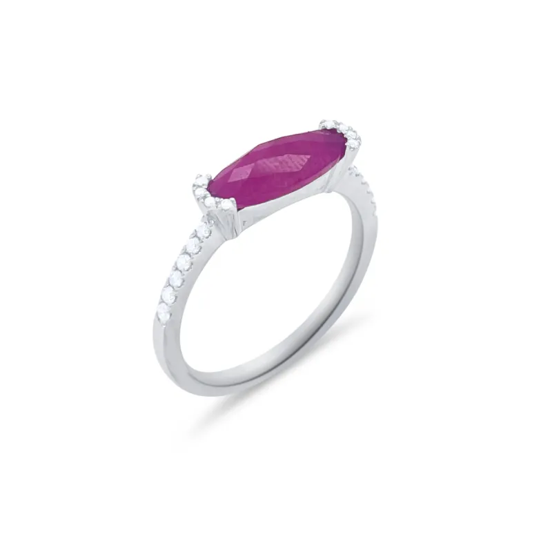 White Gold Ruby and Diamond Ring sold by Meira T