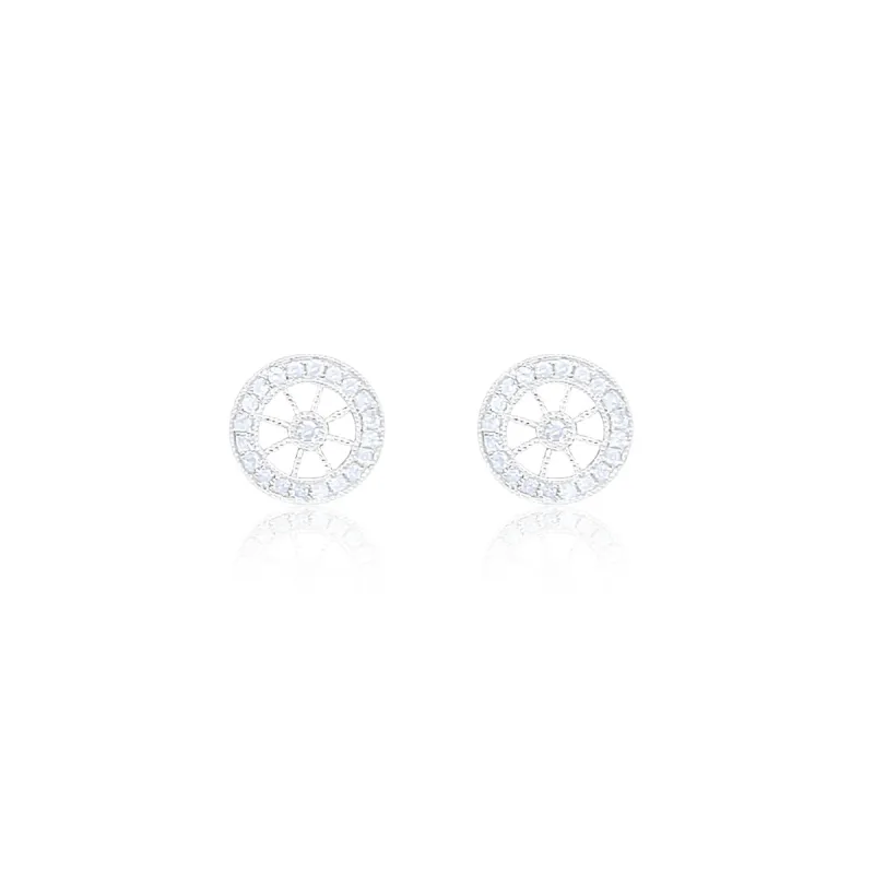 White Gold Diamond Antique Inspired Earring Studs- ONLINE EXCLUSIVE sold by Meira T