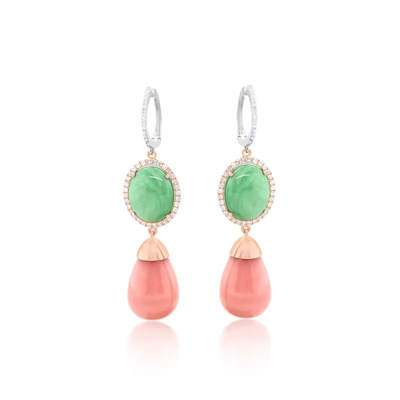 Two Toned Chrysoprase and Opal Diamond Drop Earrings- ONLINE EXCLUSIVE sold by Meira T