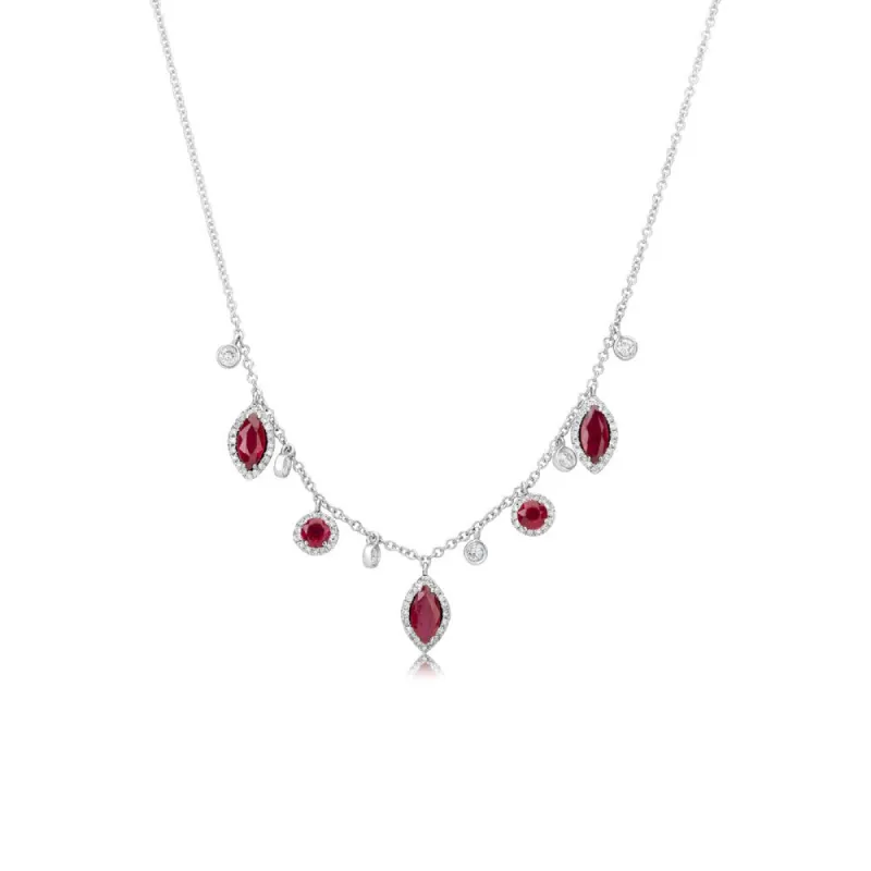 White Gold Ruby Necklace sold by Meira T