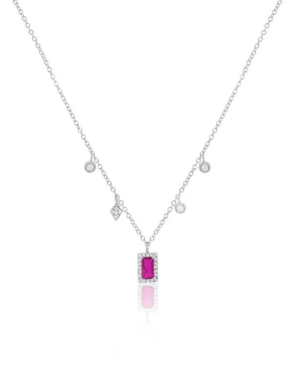 White Gold Diamond Ruby Necklace sold by Meira T