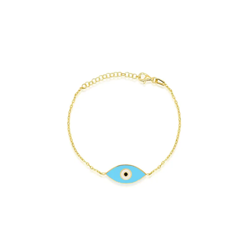 Light Blue Enamel Evil Eye Bracelet sold by Meira T