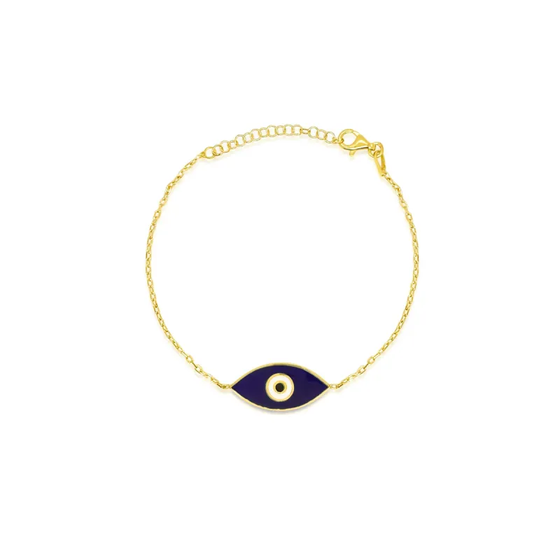 Navy Blue Enamel Evil Eye Bracelet sold by Meira T