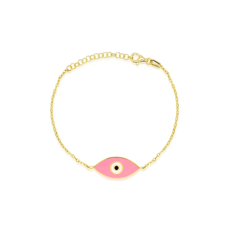 Pink Enamel Evil Eye Bracelet sold by Meira T