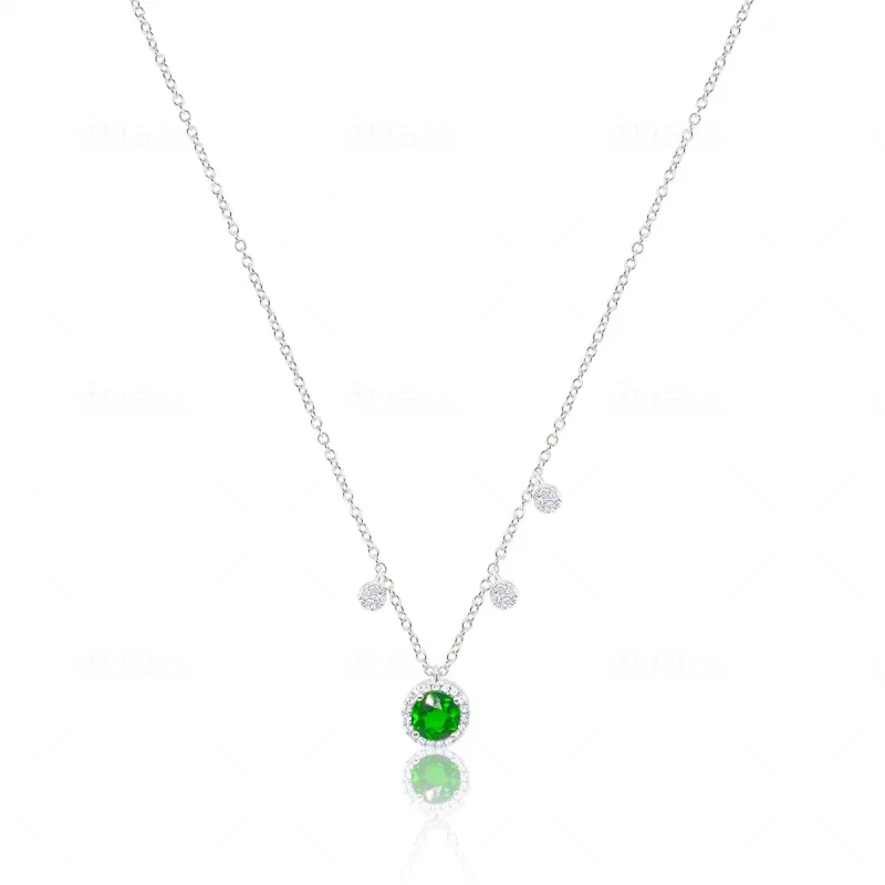 White Gold Tzavorite and Diamond Necklace sold by Meira T