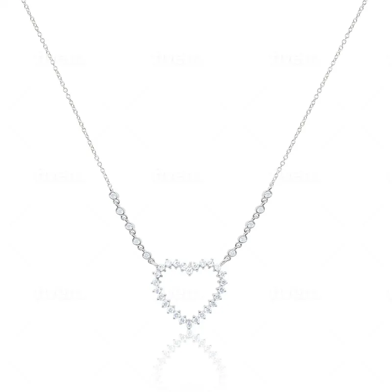 White Gold Open Diamond Heart Necklace sold by Meira T