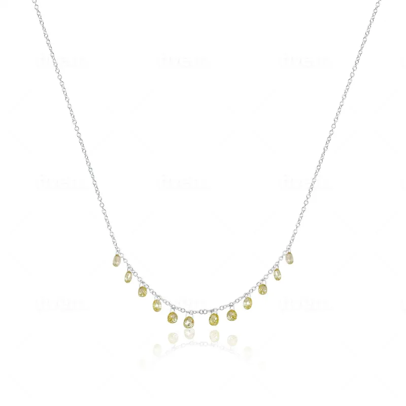 White Gold Drilled Yellow Diamond Necklace sold by Meira T