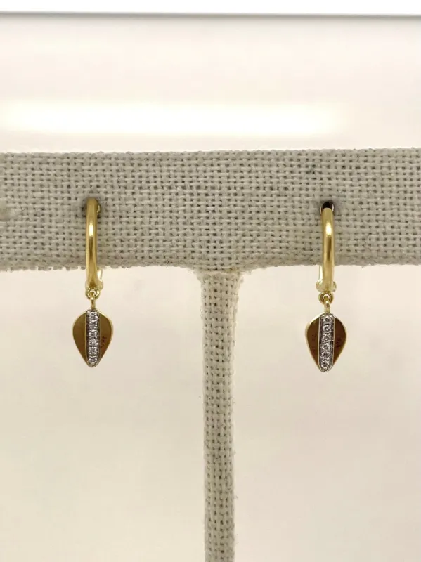 Brushed Yellow Gold Diamond Huggies sold by Meira T