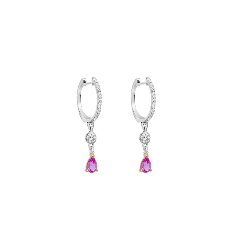 White Gold Pink Sapphire Huggies sold by Meira T