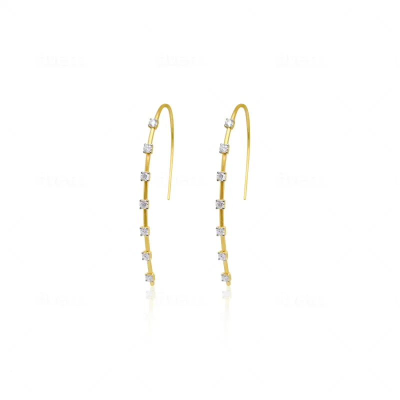 Yellow Gold Diamond Hoop Earrings sold by Meira T
