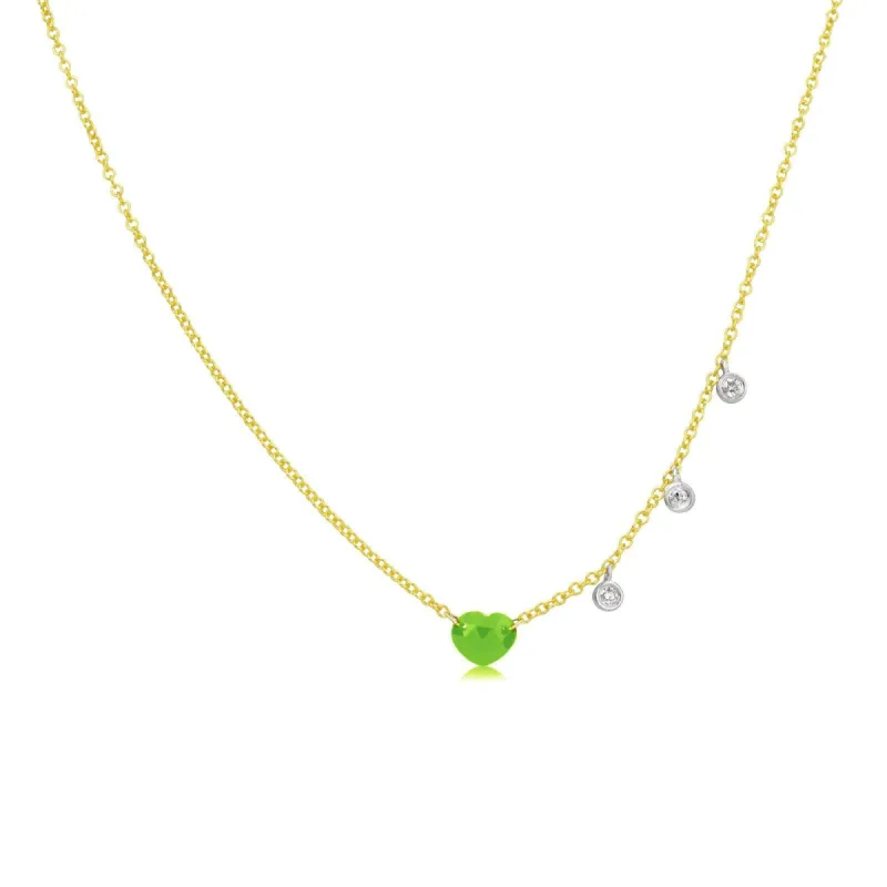 Yellow Gold Peridot Heart Necklace sold by Meira T