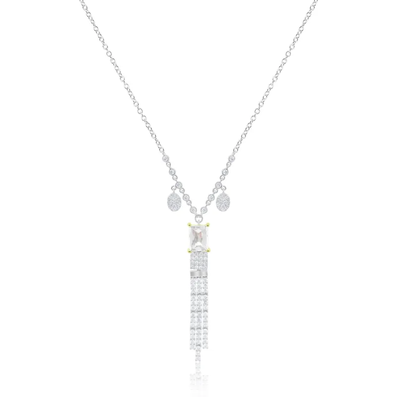 White Gold Diamond Necklace with White Topaz Center sold by Meira T