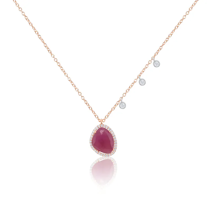 Rose Gold Diamond Pink Sapphire Necklace sold by Meira T