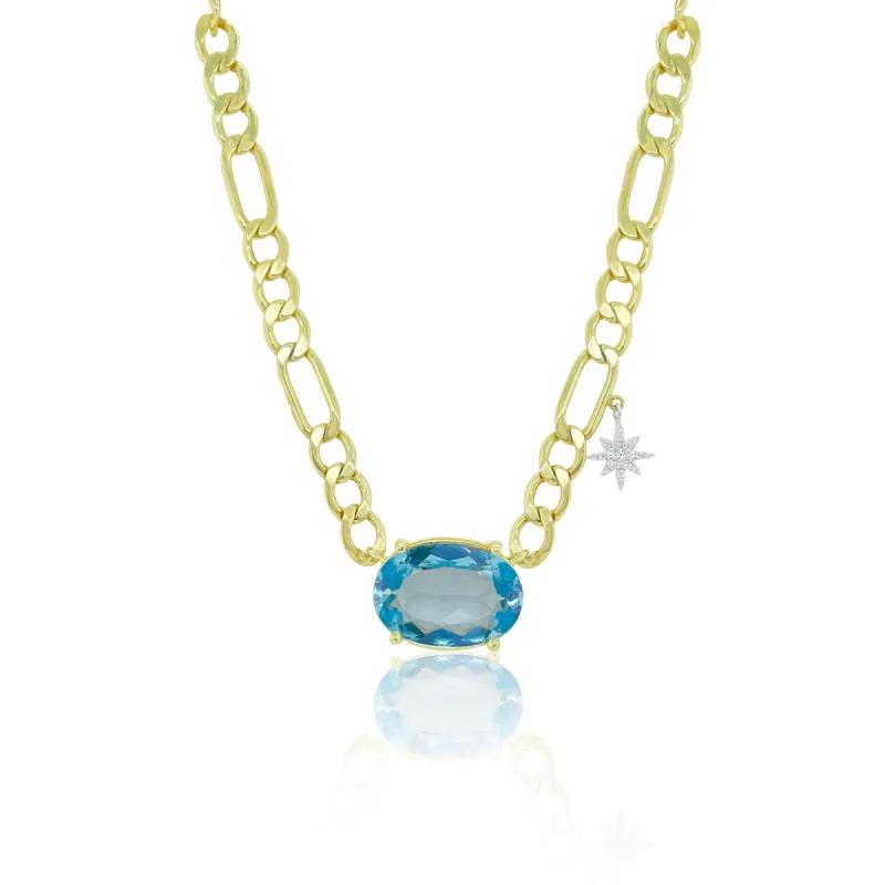 Curb Chain Blue Topaz Chain Necklace sold by Meira T