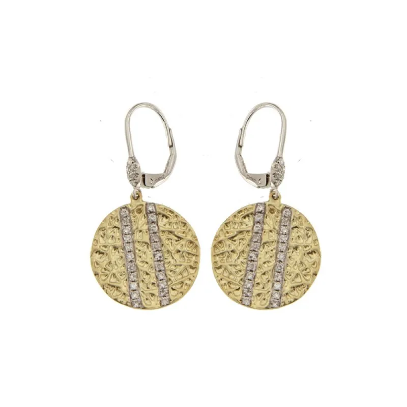 Textured Circle and Diamond Strip Earrings sold by Meira T