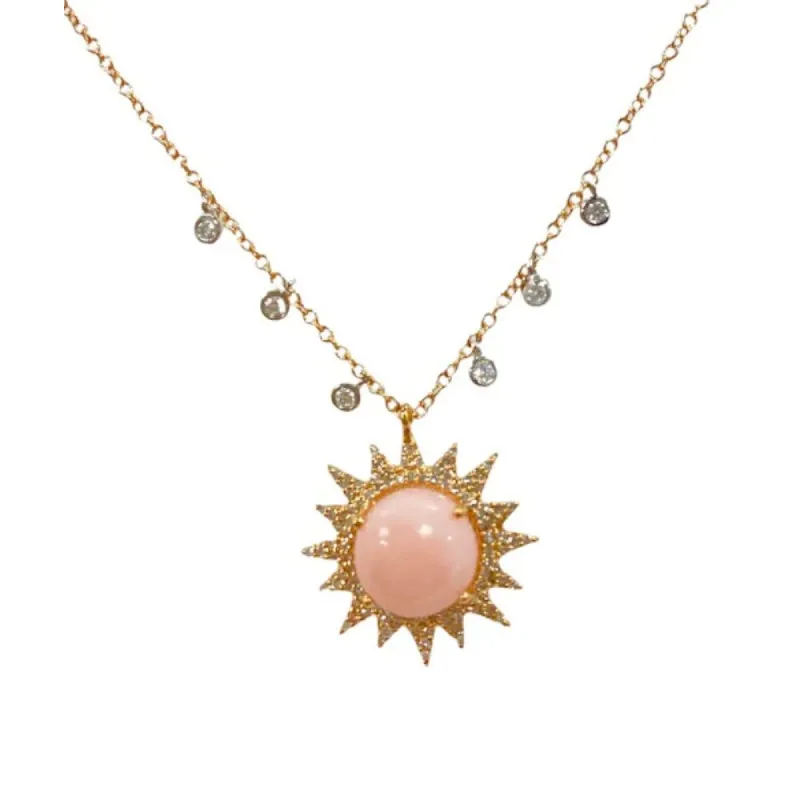 Pink Opal Starburst and Bezel Necklace sold by Meira T