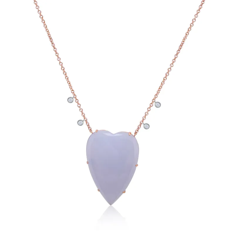 Rose Gold Chalcedony Heart Necklace sold by Meira T