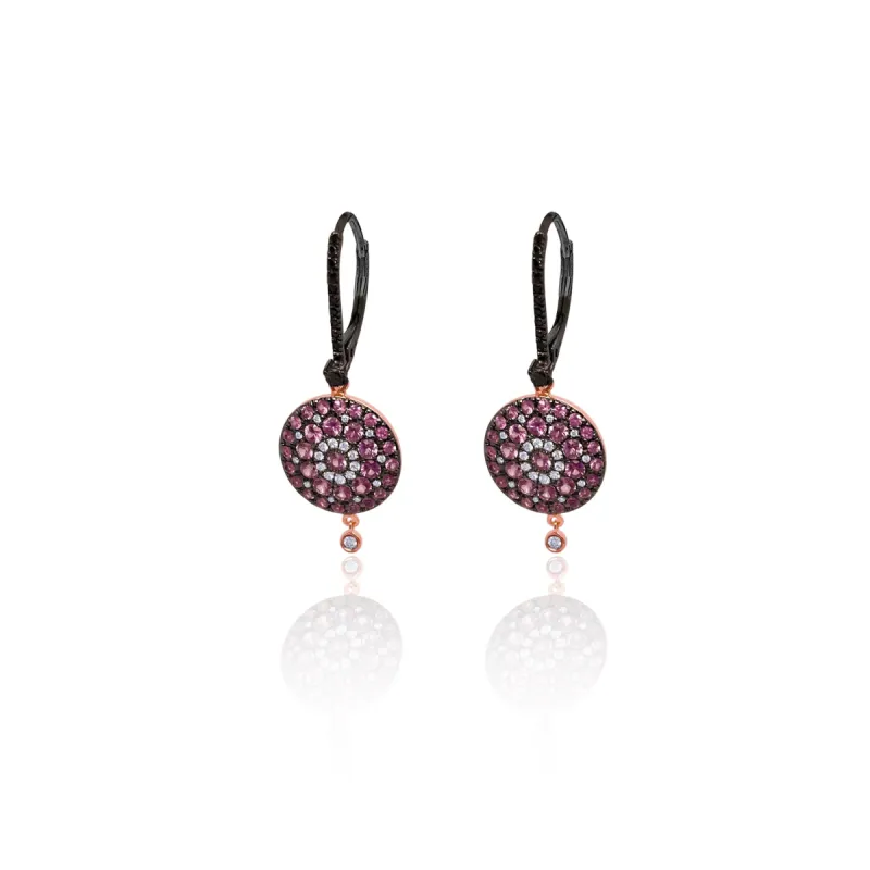 Pink Sapphire Black diamond Earrings sold by Meira T