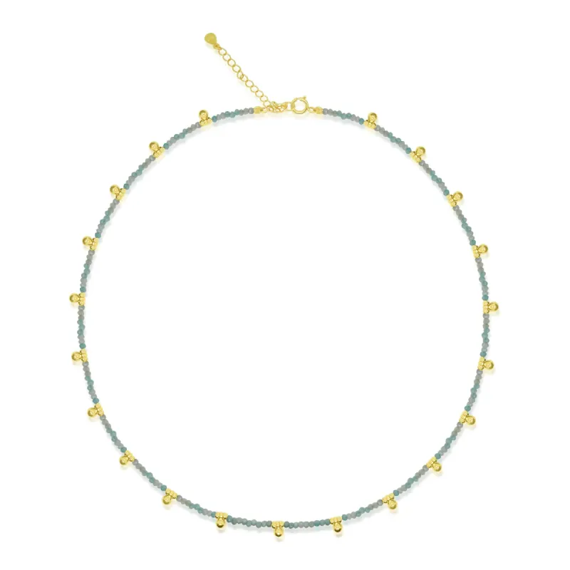 Aquamarine Bead and Gold Plated Ball Drop Necklace. sold by Meira T