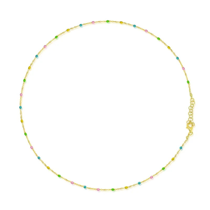 Gold Plated Chain with Pastel Enamel Beads sold by Meira T