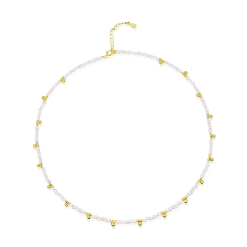 Pearl Bead and Gold Plated Ball Drop Necklace sold by Meira T